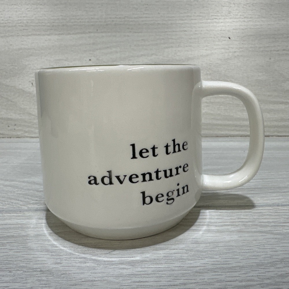 THRESHOLD Ceramic Let the Adventure Begin Coffee Mug 16oz Green Interior